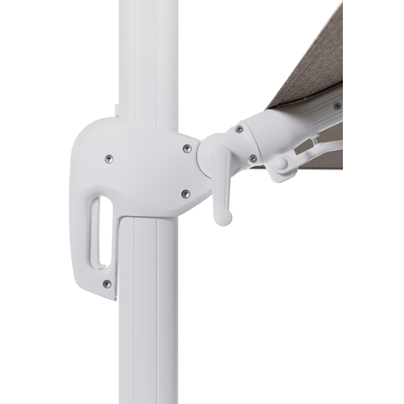 Parasol pendant Rufina avec fonction tilt en aluminium blanc et toile de parasol en All Weather Solica Firenze Earth - Lg.1 400 x Lg.2 300 cm (sans pied de parasol