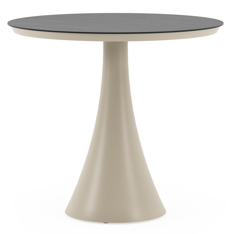 Fano tuintafel rond in beige aluminium en volkeramiek Basalt Black - Dia. 85 x H 75 cm