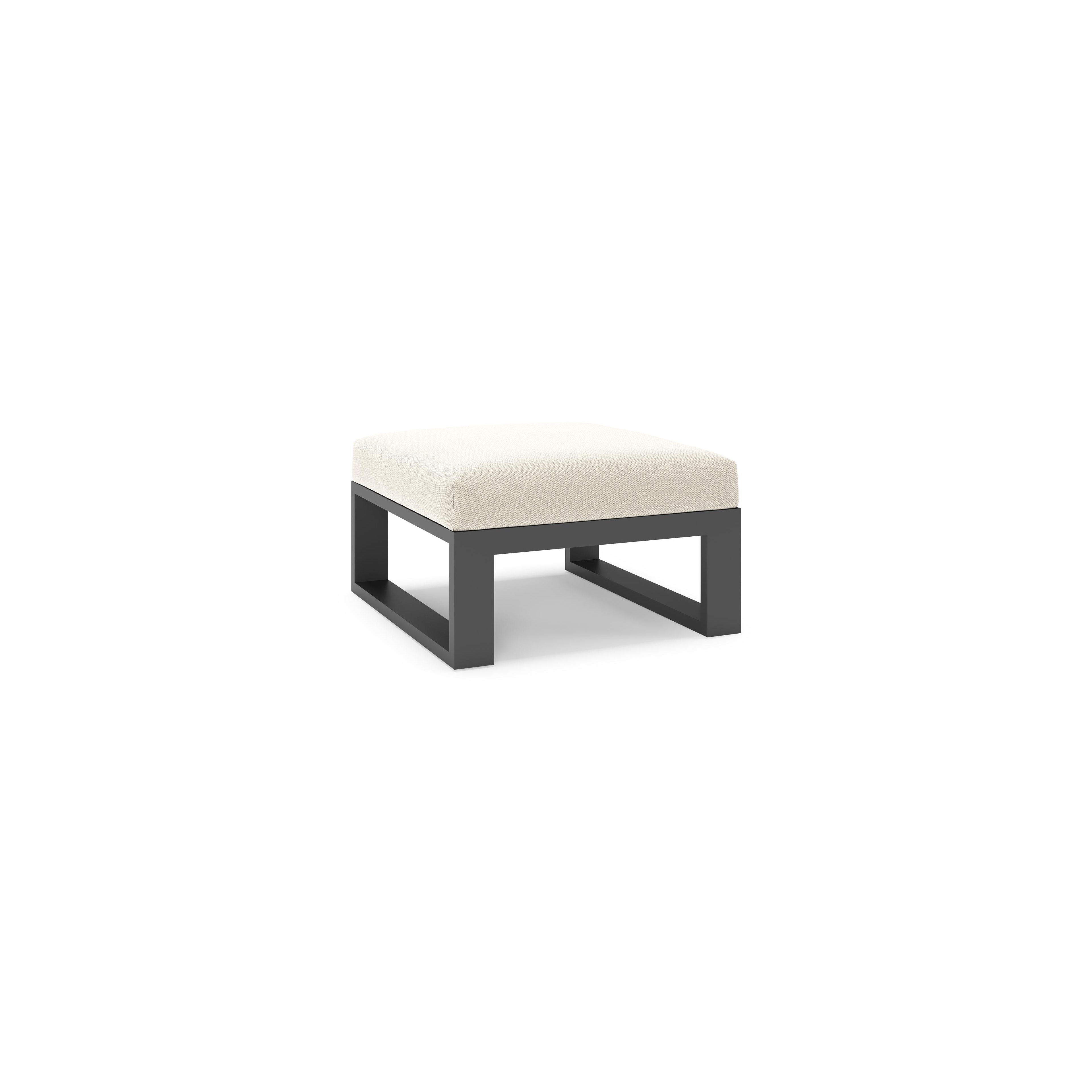 Pouf Verato en aluminium noir et coussins en all weather sunbrella® luxe lopi marble