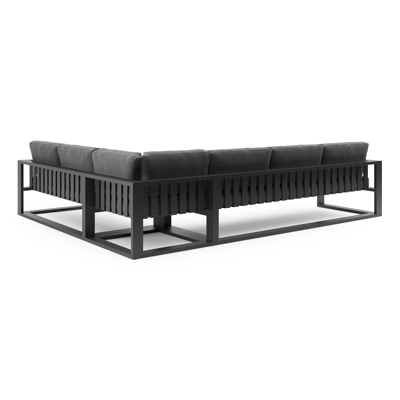 Verato loungehoek in zwart aluminium met savane tornado all weather sunbrella® luxe kussen