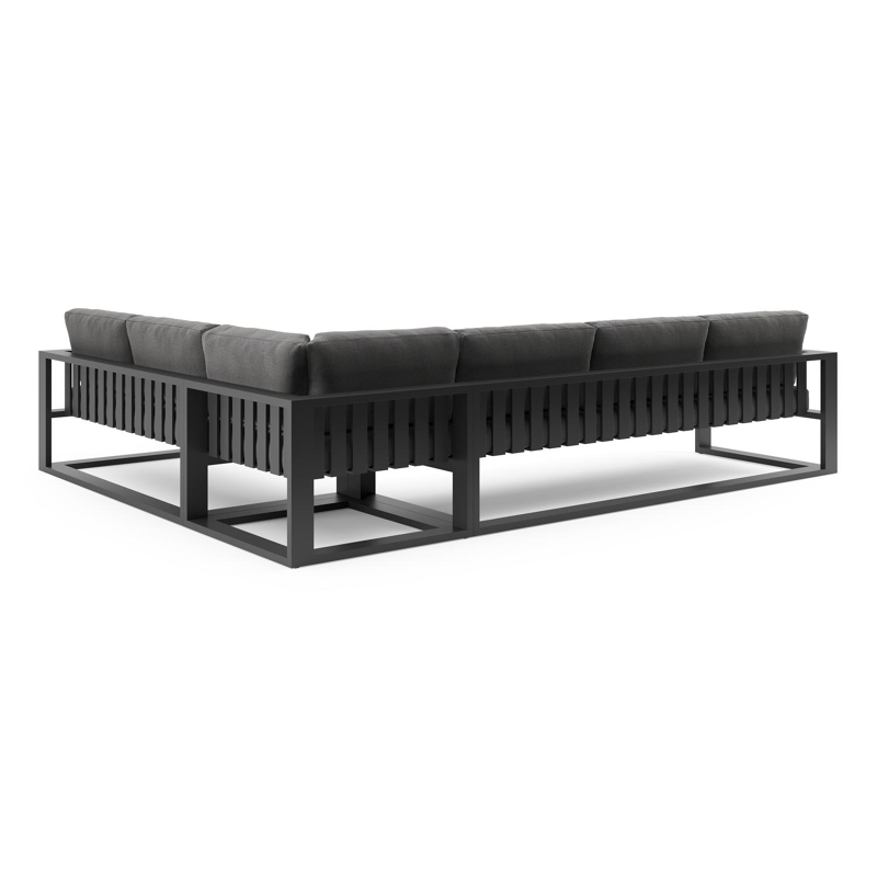 Verato loungehoek in zwart aluminium met savane tornado all weather sunbrella® luxe kussen