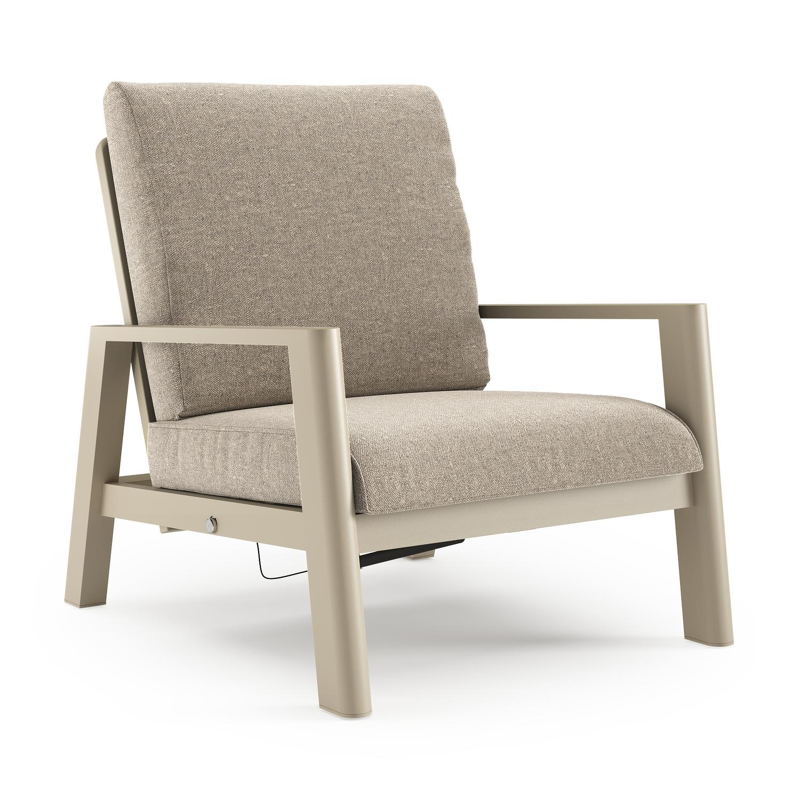 Cirello loungestoel in beige aluminium met chartres pewter all weather sunbrella® luxe kussen