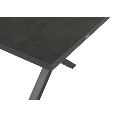 Ensemble de jardin Reza en aluminium noir avec plateau de table en céramique pleine noir et 10 chaises de jardin Puglia