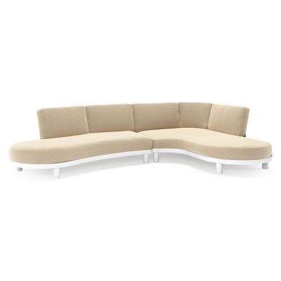 Donato loungehoek in wit aluminium met all weather cosytica Althea Camel kussen