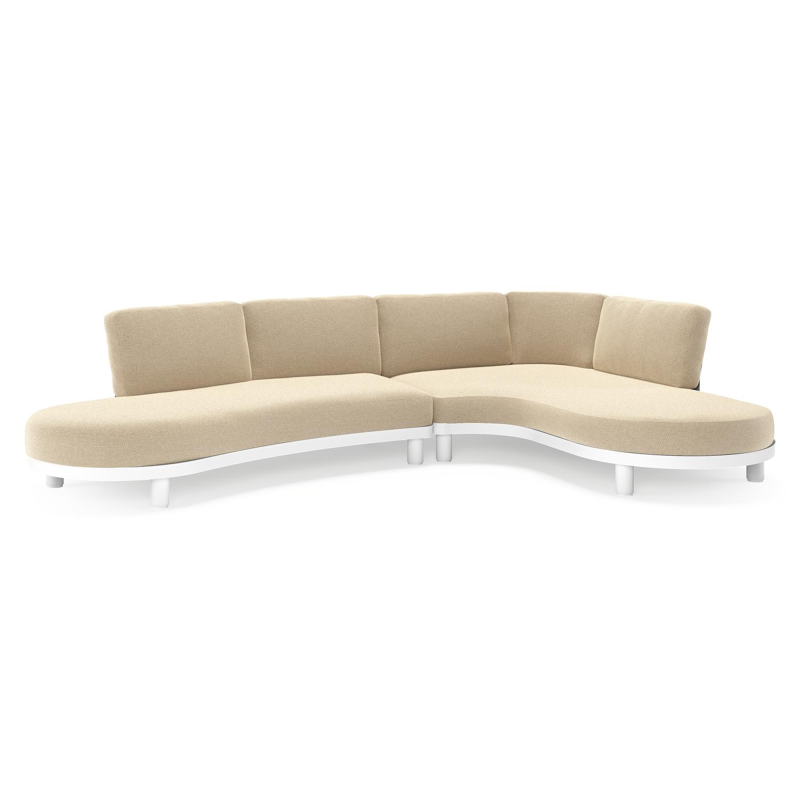 Donato loungehoek in wit aluminium met all weather cosytica Althea Camel kussen