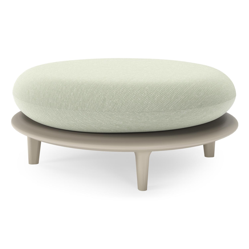 Bomero poef in beige aluminium met slow spirea all weather sunbrella® luxe kussen