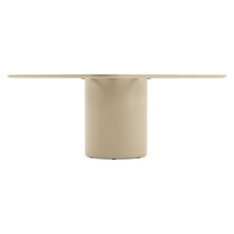 Table de jardin Amico carré arrondi en aluminium beige et céramique pleine Arctic White - Lg. 148 x Lrg. 148 x Haut. 73.5 cm