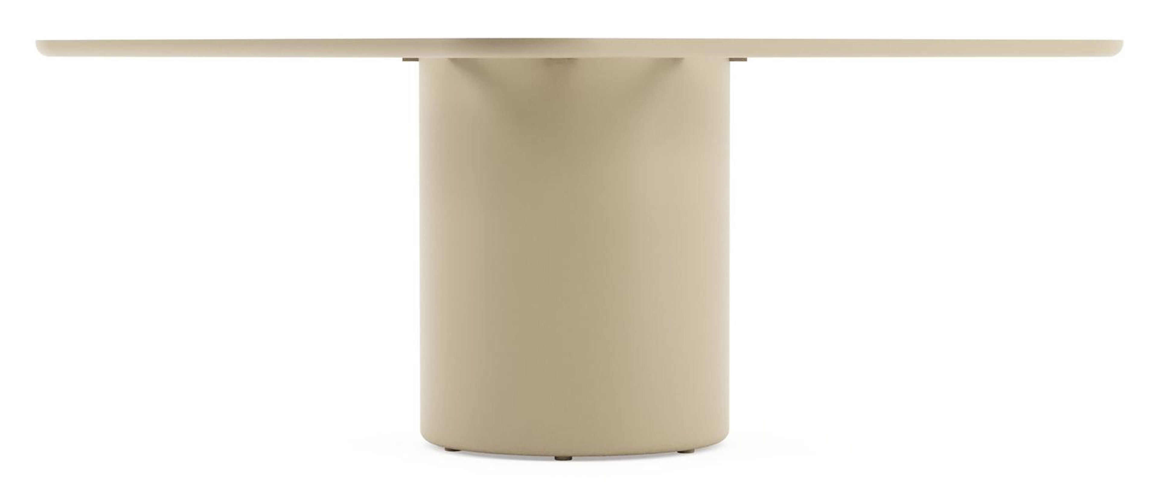 Amico tuintafel afgerond vierkant in beige aluminium en volkeramiek Arctic White - L 148 x B 148 x H 74 cm