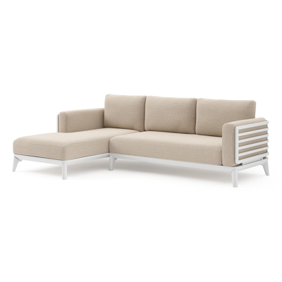 Mosa loungehoek in wit aluminium met rustic weather+ softtouch kussen