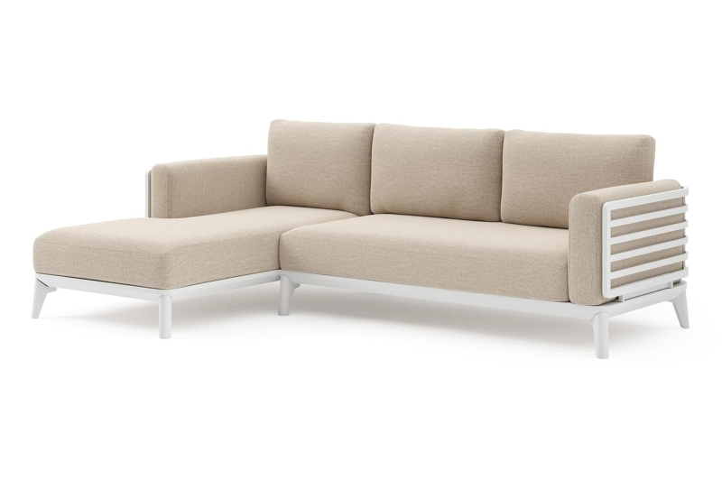 Mosa loungehoek in wit aluminium met rustic weather+ softtouch kussen