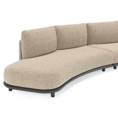 Lomano loungehoek in zwart aluminium en beige verticaal geweven luxe vlakke rope met Bora Jungle all weather cosytica