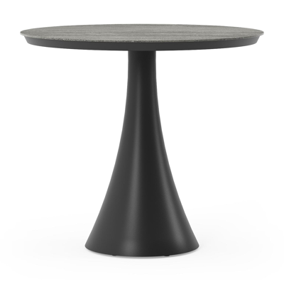 Fano tuintafel in zwart aluminium en volkeramiek aspen grey - Dia. 85 x H 75 cm