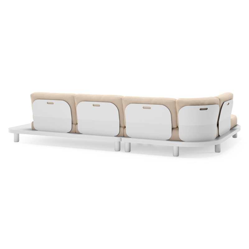 Donato loungehoek in wit aluminium met all weather sunbrella® luxe Heritage Papyrus kussen