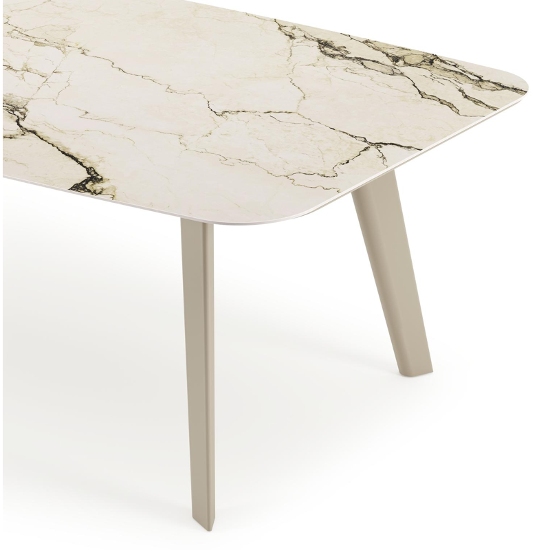 Lacirma tuintafel bootvorm in beige aluminium en volkeramiek Colorado Dunes L 255 x B 115 x H 74 cm