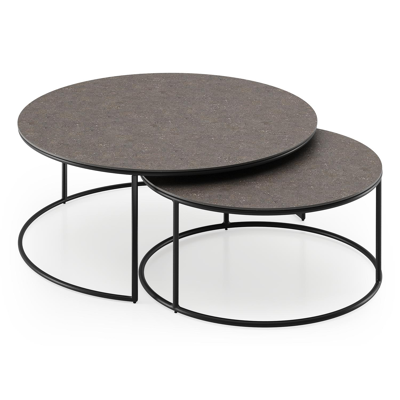 Fano loungetafels in zwart aluminium en wulong volkeramiek - Dia. 85/65 x H 35/30 cm