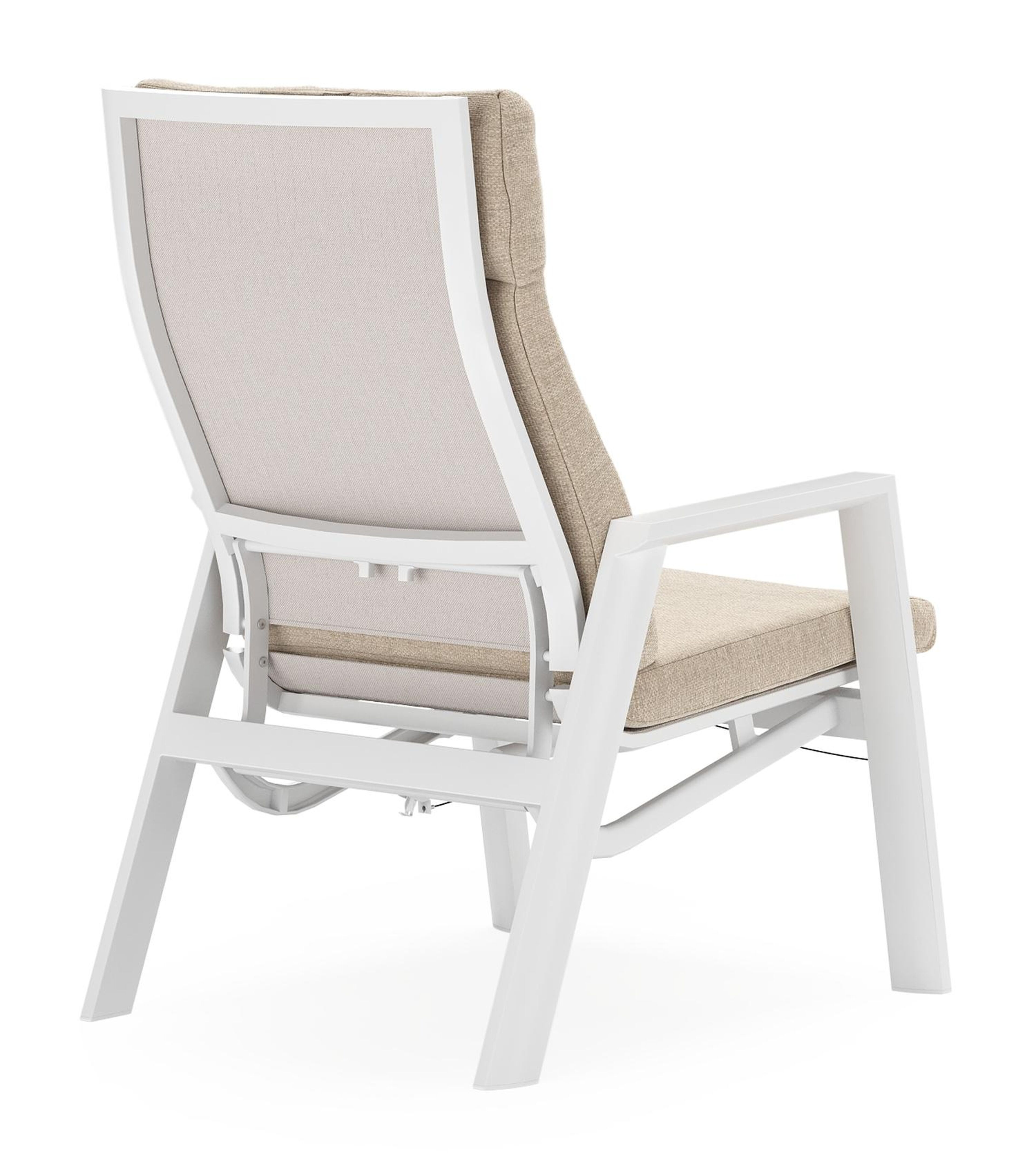 Prato loungestoel in wit aluminium en naturel aluminium met Rustic Weather+ Softtouch kussen