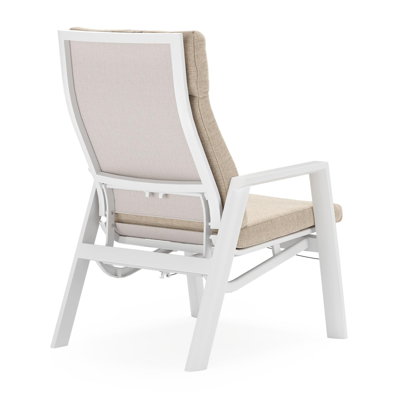Prato loungestoel in wit aluminium en naturel aluminium met Rustic Weather+ Softtouch kussen