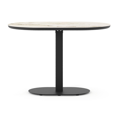 Teramo tuintafel bombo in zwart aluminium en volkeramiek Colorado Dunes - L 110 x B 70 x H 73.7 cm