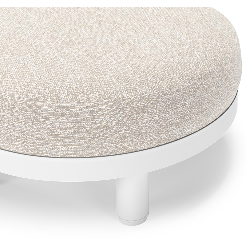 Donato lounge poef in wit aluminium met All Weather Sunbrella® Luxe Tundra Sand kussen