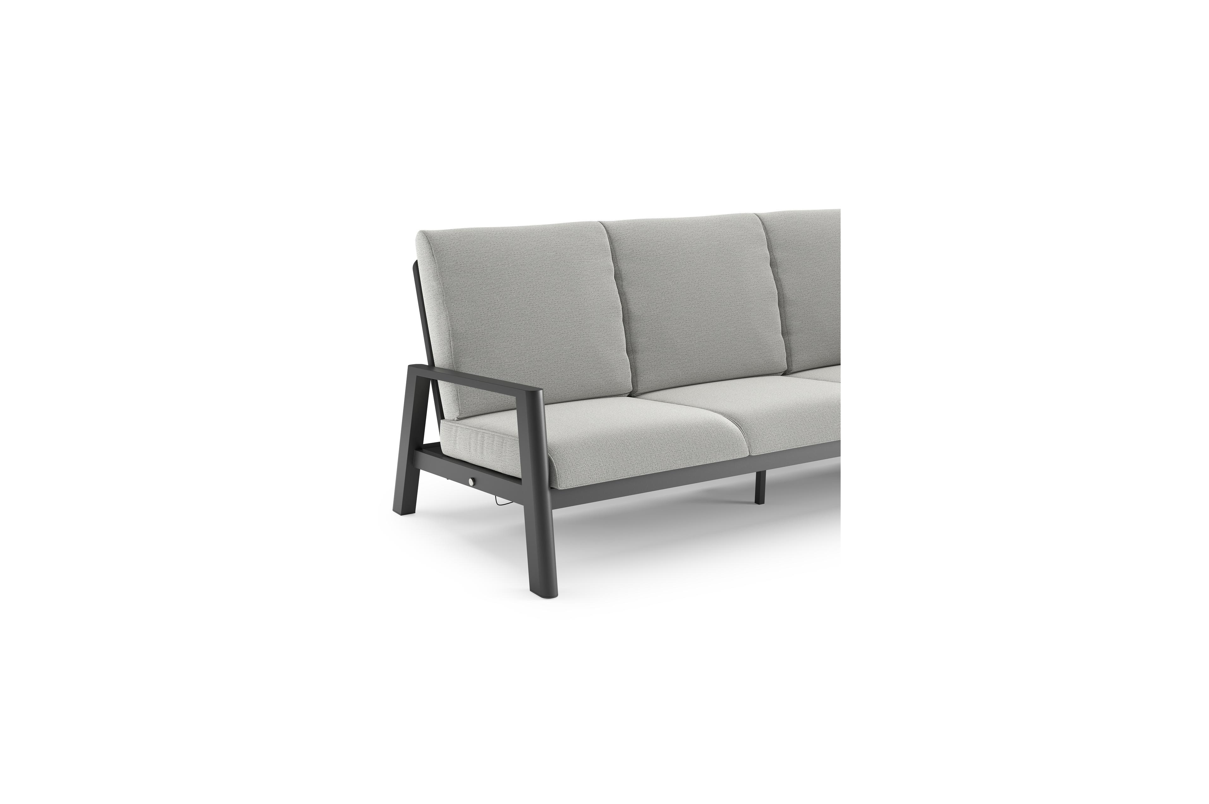 Cirello loungebank in zwart aluminium met savane nimbus all weather sunbrella® luxe kussen