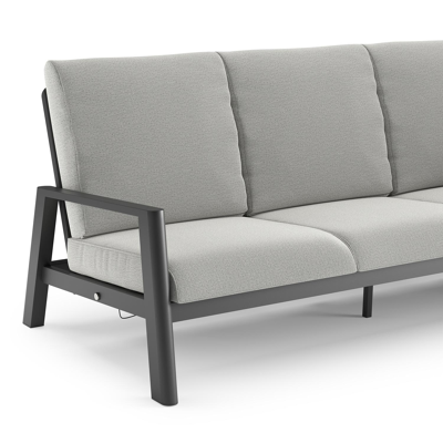 Cirello loungebank in zwart aluminium met savane nimbus all weather sunbrella® luxe kussen