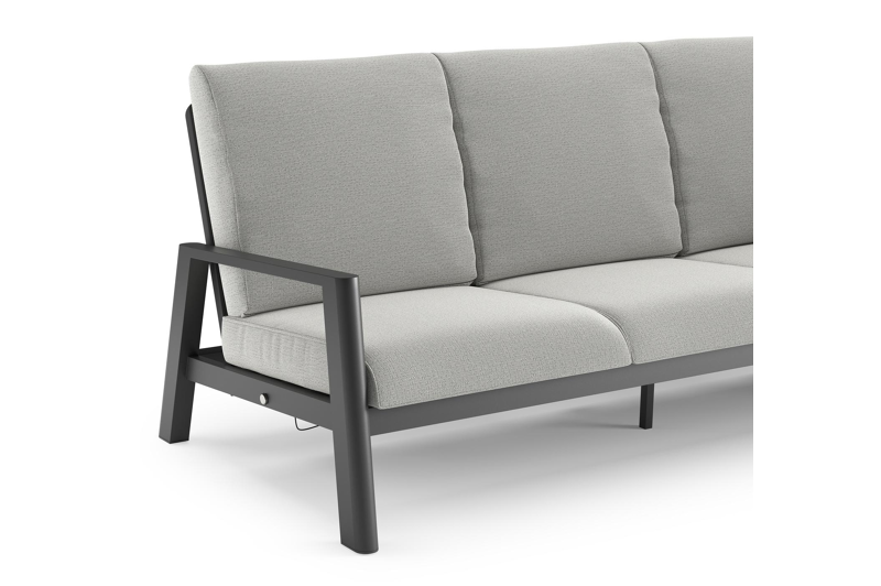 Cirello loungebank in zwart aluminium met savane nimbus all weather sunbrella® luxe kussen