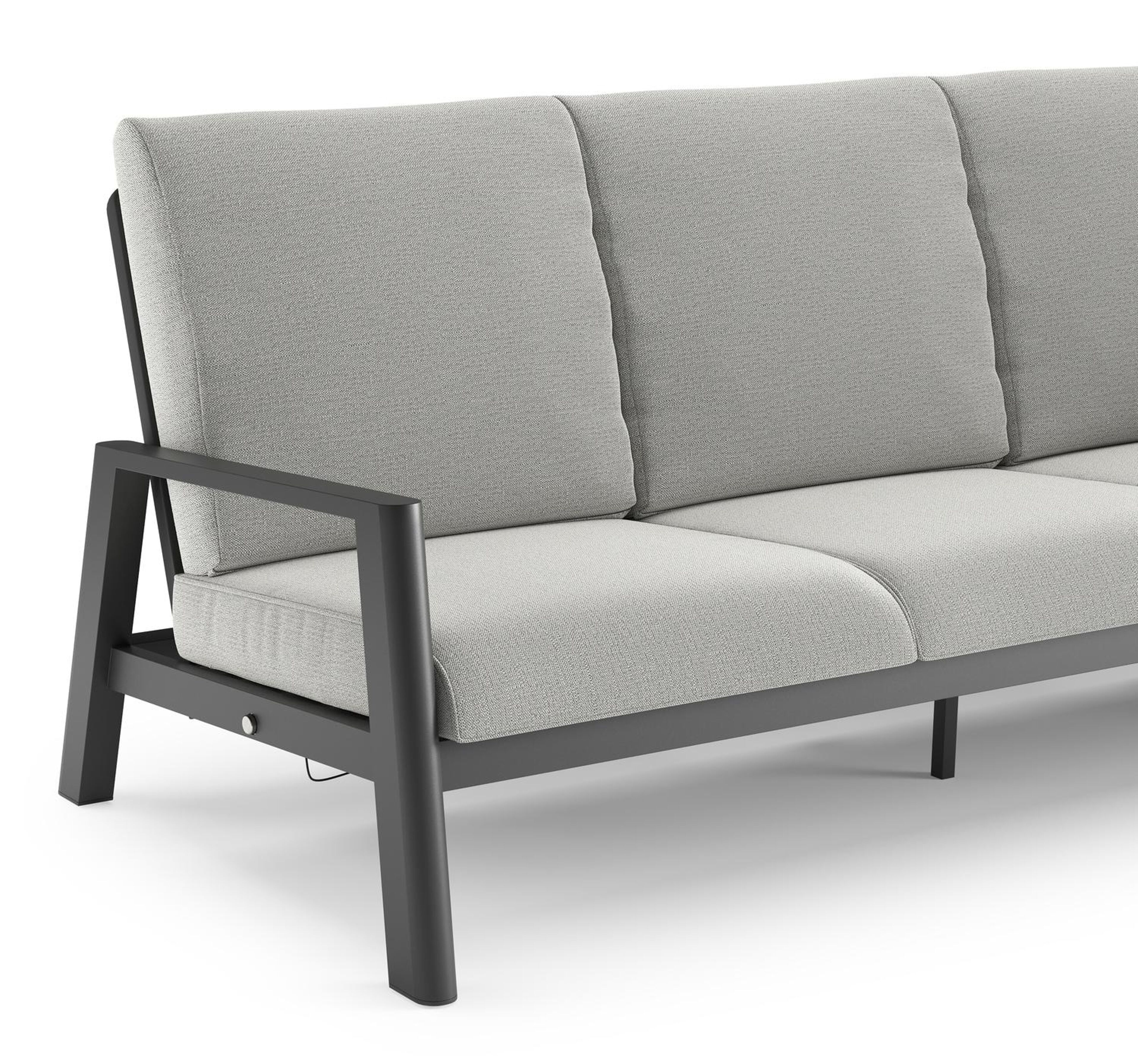 Cirello loungebank in zwart aluminium met savane nimbus all weather sunbrella® luxe kussen