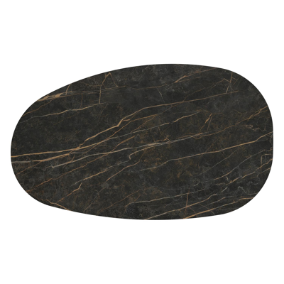 Table de basse Donato - Organo organique en teck et céramique pleine Black Obsession - Lg. 151 x Lrg. 90 x Haut. 25 cm