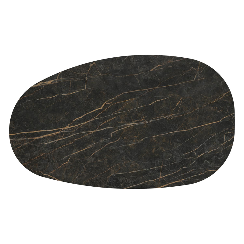 Table de basse Donato - Organo organique en teck et céramique pleine Black Obsession - Lg. 151 x Lrg. 90 x Haut. 25 cm