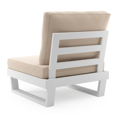 Modica loungestoel in wit aluminium met natte linen chalk all weather sunbrella premium kussen