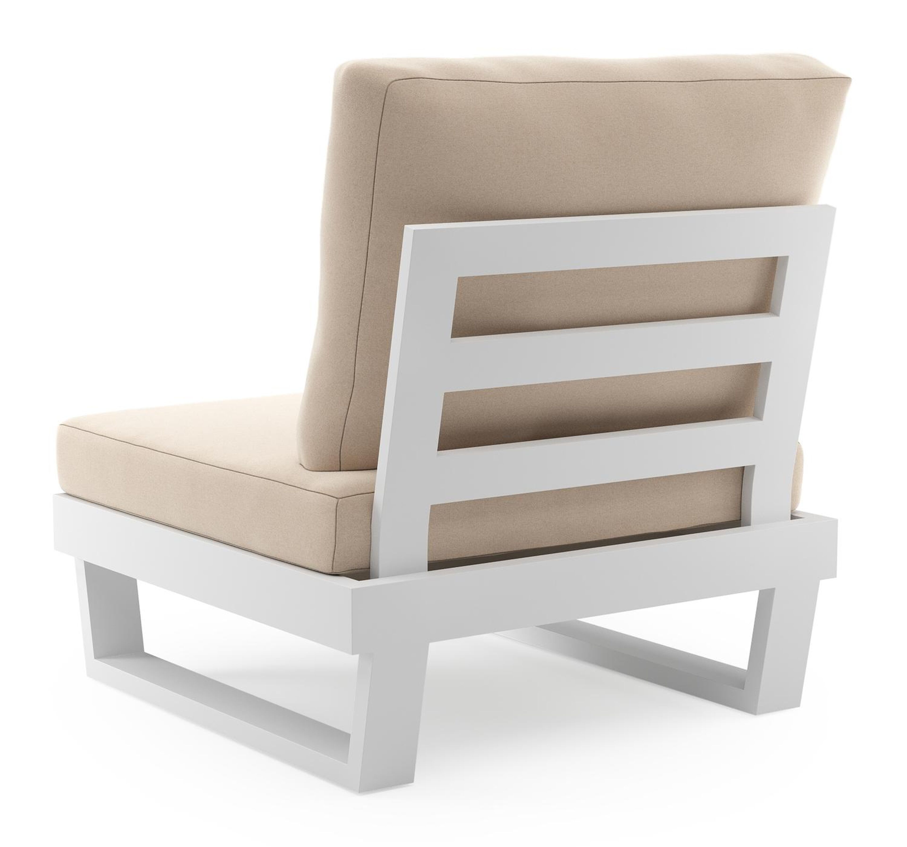Modica loungestoel in wit aluminium met natte linen chalk all weather sunbrella premium kussen
