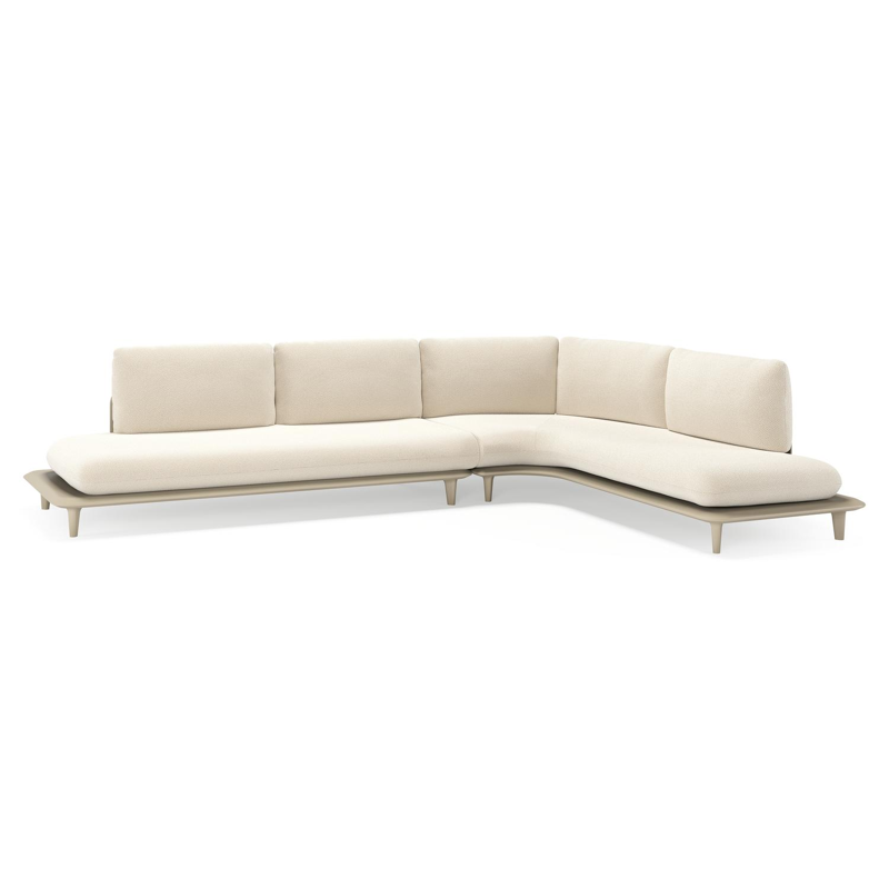 Bomero loungehoek in beige aluminium met althea off white all weather cosytica kussen