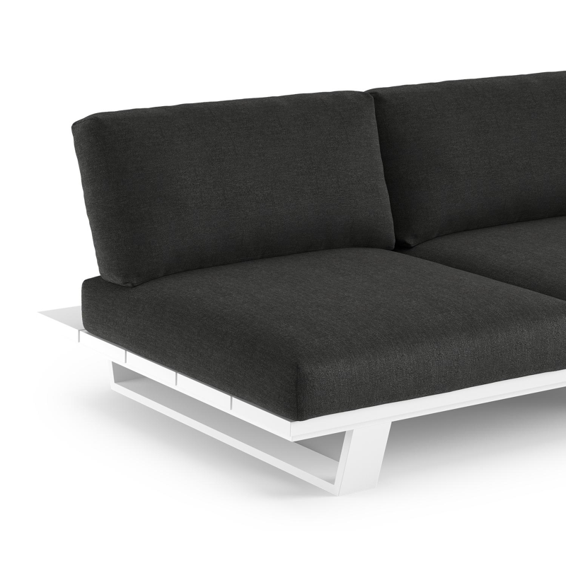 Pagino loungehoek in wit aluminium met chartres sooty all weather sunbrella® luxe kussen