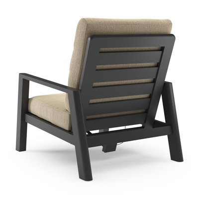 Cirello loungestoel in zwart aluminium met althea camel all weather cosytica kussen