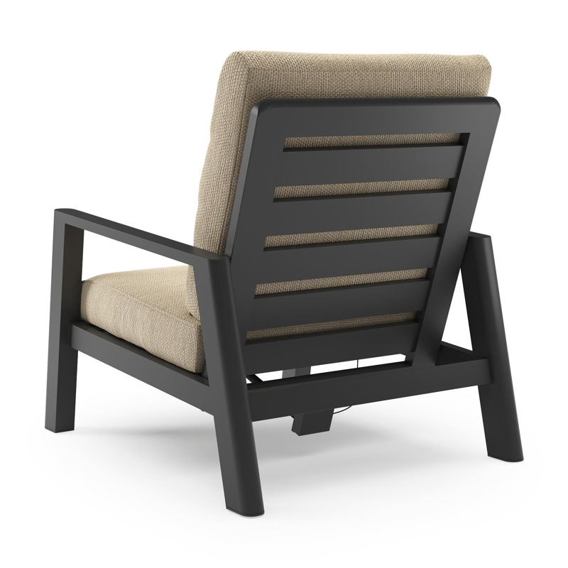 Cirello loungestoel in zwart aluminium met althea camel all weather cosytica kussen