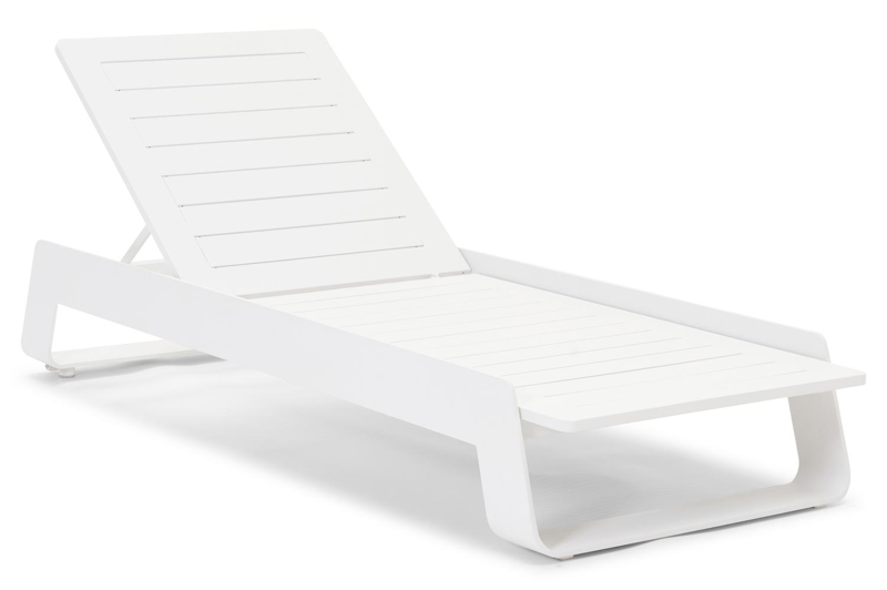 Atessa verstelbaar ligbed in wit aluminium met savane nimbus all weather sunbrella® luxe kussen