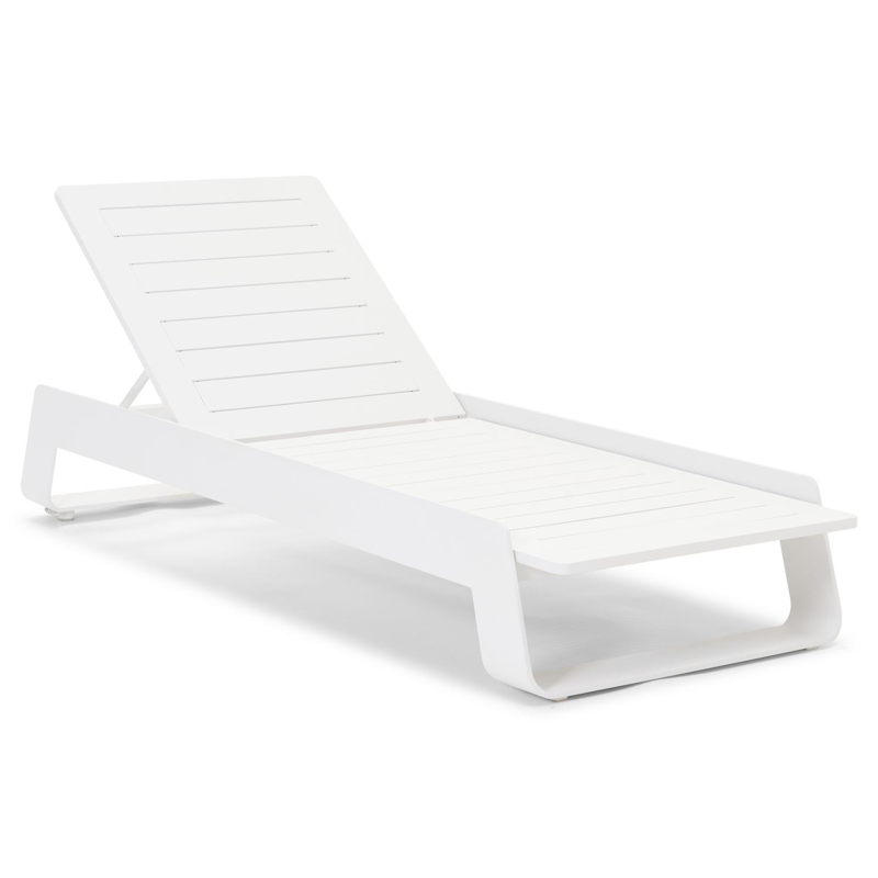 Atessa verstelbaar ligbed in wit aluminium met savane nimbus all weather sunbrella® luxe kussen