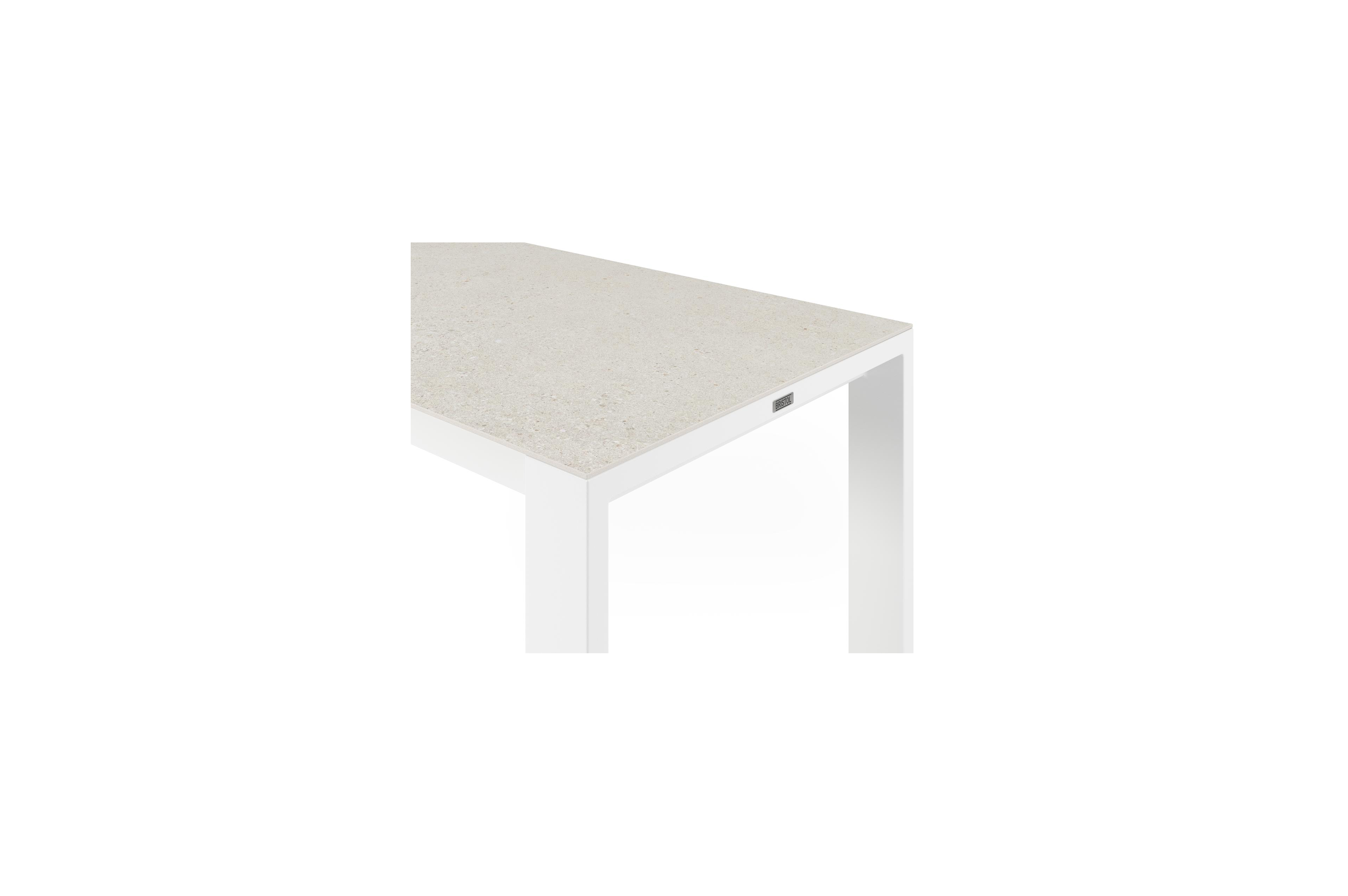 Verato tuintafel in wit aluminium en volkeramiek shilin - L 220 x B 70 x H 106 cm