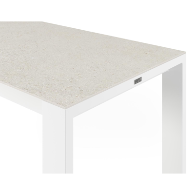 Verato tuintafel in wit aluminium en volkeramiek shilin - L 220 x B 70 x H 106 cm