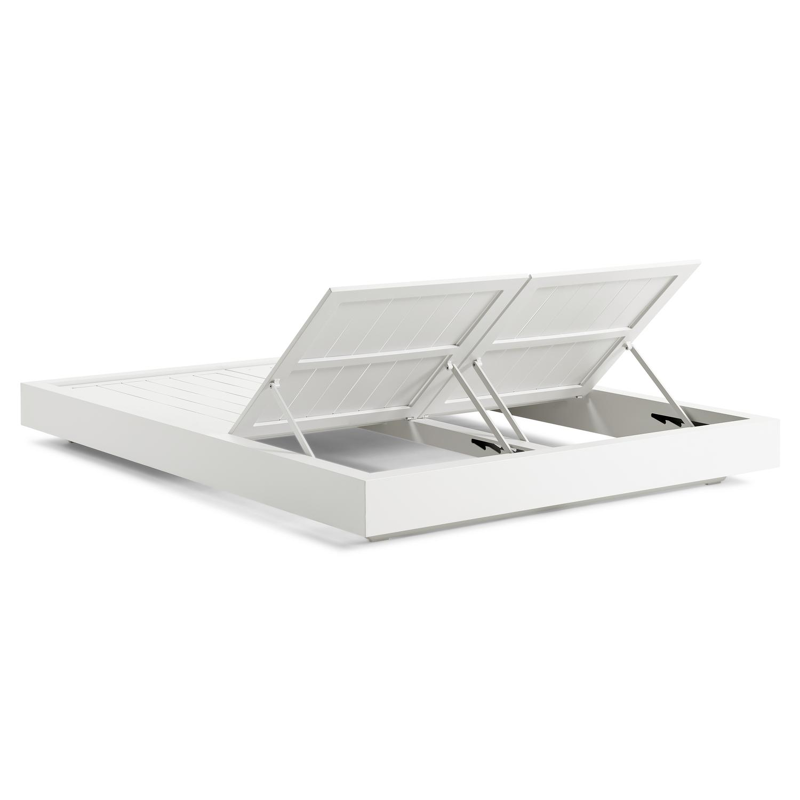 Como verstelbaar dubbel ligbed in wit aluminium met tundra charcoal all weather Sunbrella® luxe kussen