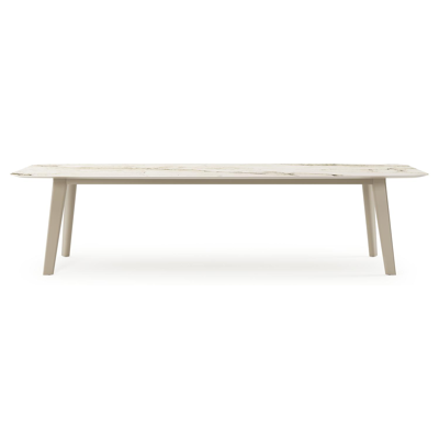 Lacirma tuintafel bootvorm in beige aluminium en volkeramiek Colorado Dunes L 315 x B 115 x H 73 cm x H 73 cm