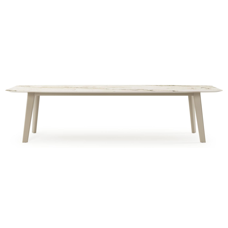 Lacirma tuintafel bootvorm in beige aluminium en volkeramiek Colorado Dunes L 315 x B 115 x H 73 cm x H 73 cm