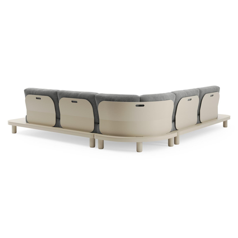 Salon de jardin d'angle Donato en aluminium beige et coussins en all weather cosytica catania black