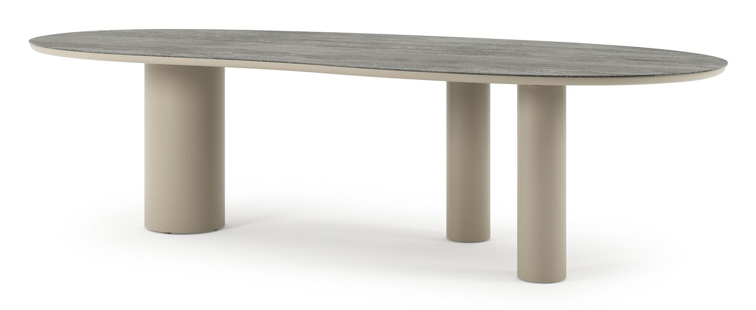 Table de jardin Organo organique en aluminium beige et céramique pleine Aspen Grey - Lg. 280 x Lrg. 120 x Haut. 74 cm