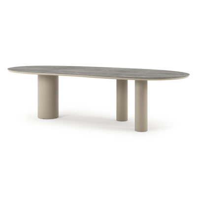 Organo tuintafel organisch in beige aluminium en volkeramiek Aspen Grey - L 280 x B 120 x H 74 cm