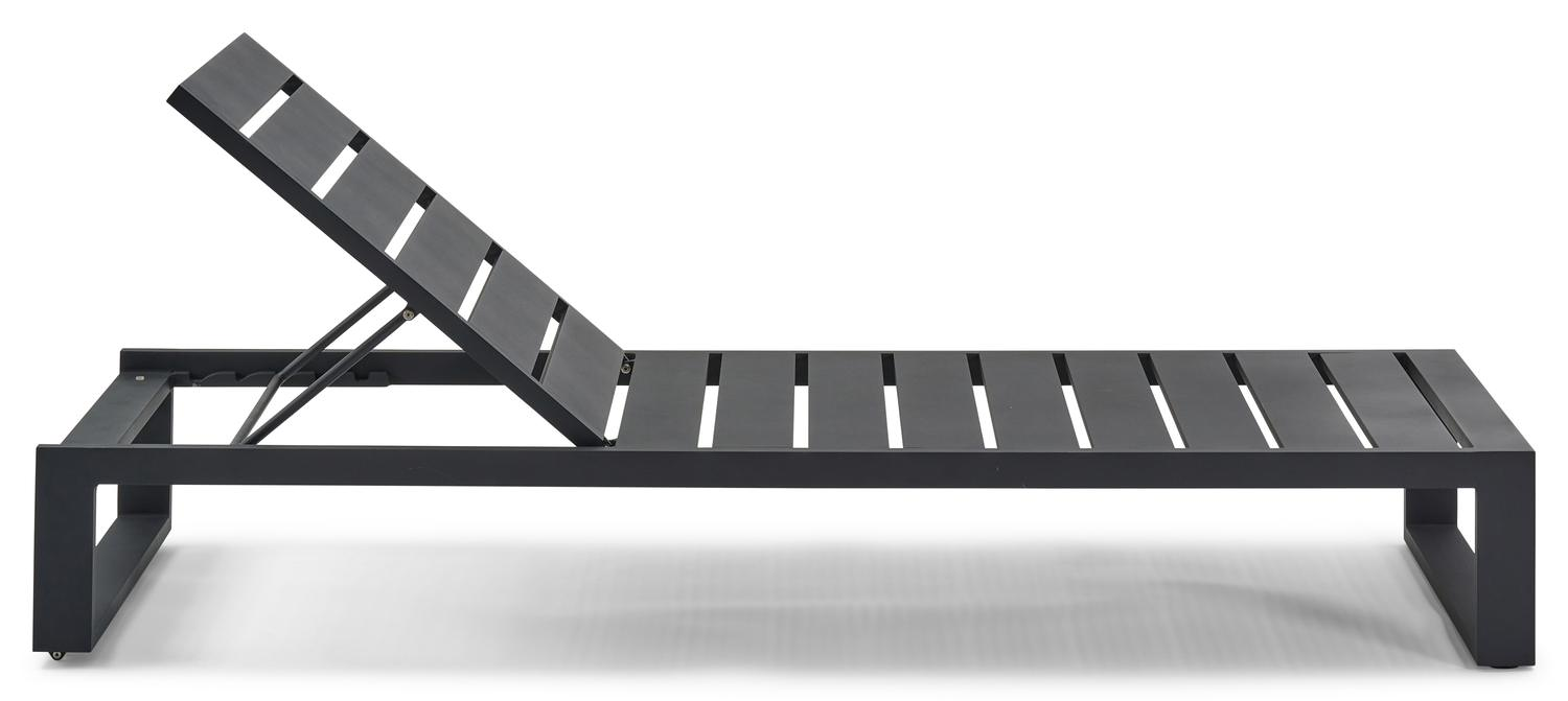 Verato verstelbaar ligbed in zwart aluminium met chartres sooty all weather sunbrella® luxe kussen
