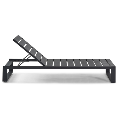 Verato verstelbaar ligbed in zwart aluminium met bora jungle all weather Cosytica kussen