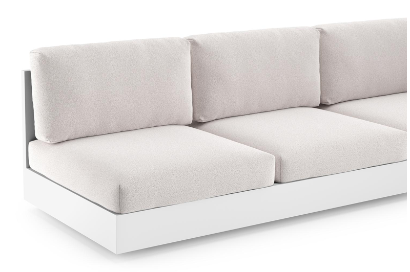 Canapé de jardin Como en aluminium blanc et coussins en all weather solica ego eggshell