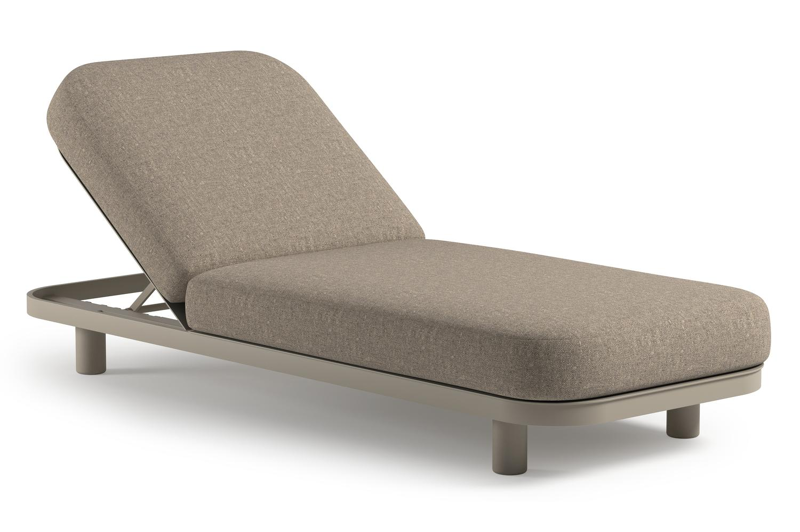 Donato verstelbaar ligbed in beige aluminium met All Weather Sunbrella® luxe chartres pewter kussen