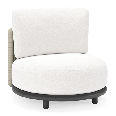 Lomano loungestoel in zwart aluminium en beige verticaal geweven luxe vlakke rope met Soul Optik all weather solica